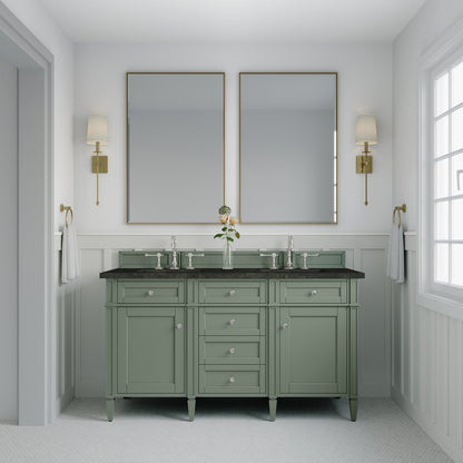 James Martin - Brittany 60" Double Vanity, Smokey Celadon, w/ 3 CM Phantome Eclos Top - 650-V60D-SC-3PHT view 3