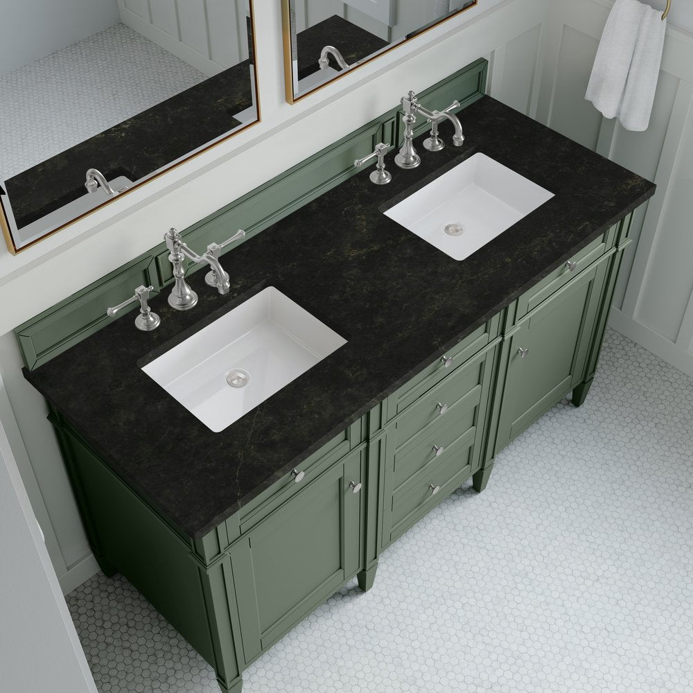 James Martin - Brittany 60" Double Vanity, Smokey Celadon, w/ 3 CM Phantome Eclos Top - 650-V60D-SC-3PHT view 6