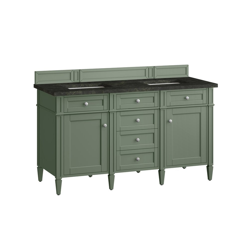 James Martin - Brittany 60" Double Vanity, Smokey Celadon, w/ 3 CM Phantome Eclos Top - 650-V60D-SC-3PHT view 7