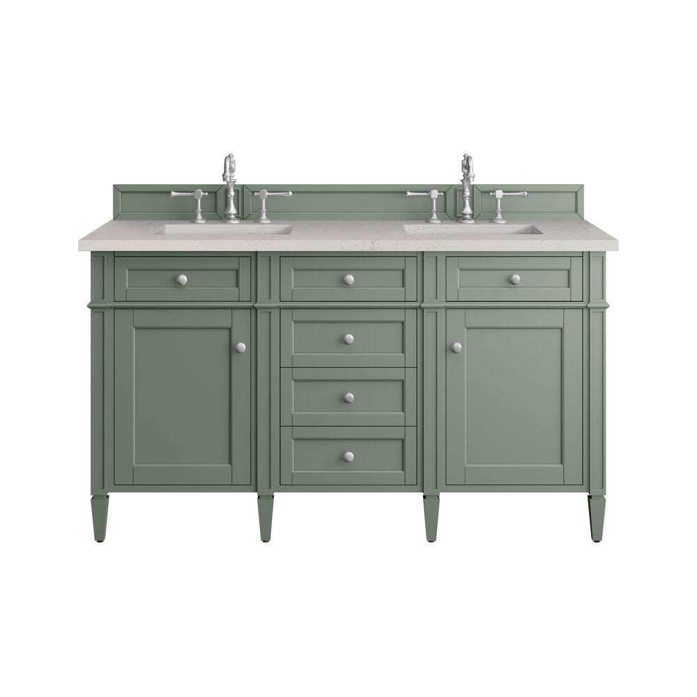 James Martin - Brittany 60" Double Vanity, Smokey Celadon, w/ 3 CM Siberian Silestone Top - 650-V60D-SC-3SFR view 1