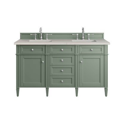James Martin - Brittany 60" Double Vanity, Smokey Celadon, w/ 3 CM Siberian Silestone Top - 650-V60D-SC-3SFR view 1
