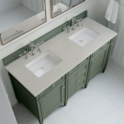 James Martin - Brittany 60" Double Vanity, Smokey Celadon, w/ 3 CM Siberian Silestone Top - 650-V60D-SC-3SFR view 6