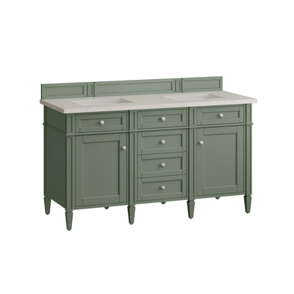 James Martin - Brittany 60" Double Vanity, Smokey Celadon, w/ 3 CM Siberian Silestone Top - 650-V60D-SC-3SFR view 7