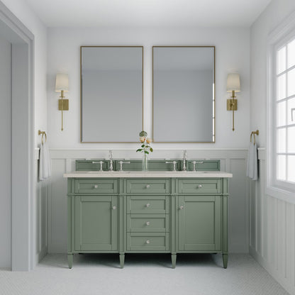 James Martin - Brittany 60" Double Vanity, Smokey Celadon, w/ 3 CM Siberian Silestone Top w/FreePower Wireless Charger - 650-V60D-SC-FSFR view 3