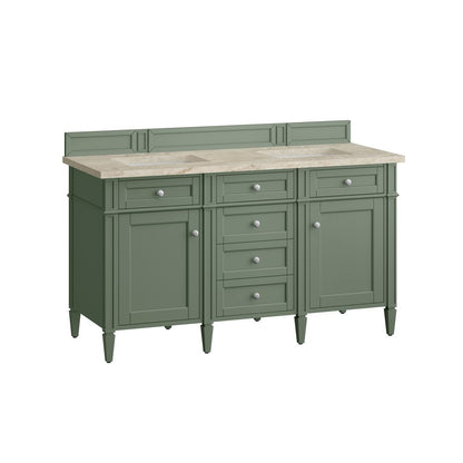 James Martin - Brittany 60" Double Vanity, Smokey Celadon, w/ 3 CM Tajnar Eclos Top - 650-V60D-SC-3TJR view 7