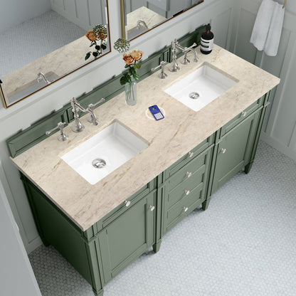 James Martin - Brittany 60" Double Vanity, Smokey Celadon, w/ 3 CM Tajnar Eclos Top w/FreePower Wireless Charger - 650-V60D-SC-FTJR view 6