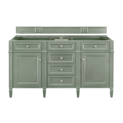 James Martin - Brittany 60" Double Vanity, Smokey Celadon w/ 3 CM Victorian Silver Top - 650-V60D-SC-3VSL view 2