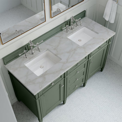James Martin - Brittany 60" Double Vanity, Smokey Celadon w/ 3 CM Victorian Silver Top - 650-V60D-SC-3VSL view 6