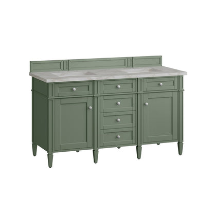 James Martin - Brittany 60" Double Vanity, Smokey Celadon w/ 3 CM Victorian Silver Top - 650-V60D-SC-3VSL view 7