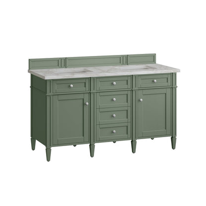 James Martin - Brittany 60" Double Vanity, Smokey Celadon w/ 3 CM Victorian Silver Top w/FreePower Wireless Charger - 650-V60D-SC-FVSL view 8