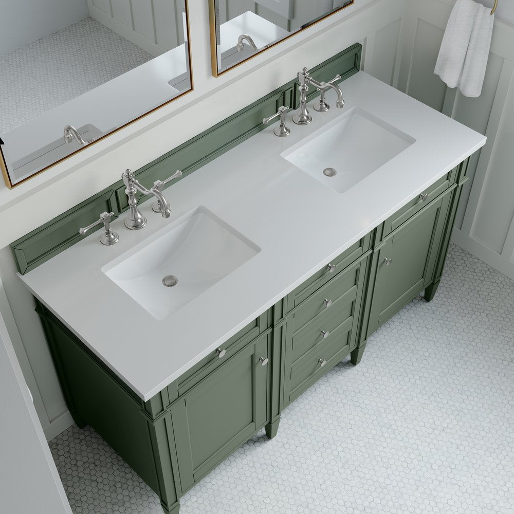 James Martin - Brittany 60" Double Vanity, Smokey Celadon w/ 3 CM White Zeus Top - 650-V60D-SC-3WZ view 6