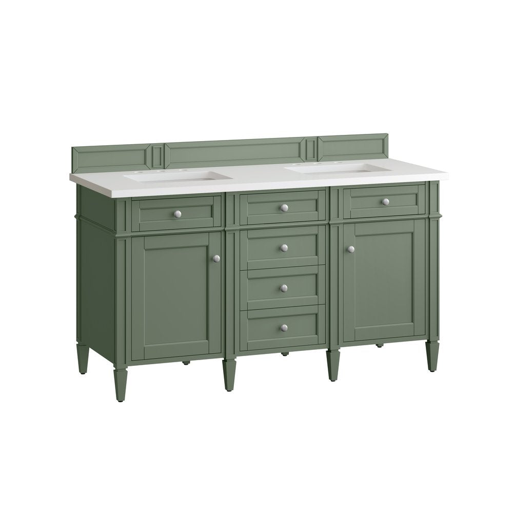James Martin - Brittany 60" Double Vanity, Smokey Celadon w/ 3 CM White Zeus Top - 650-V60D-SC-3WZ view 7
