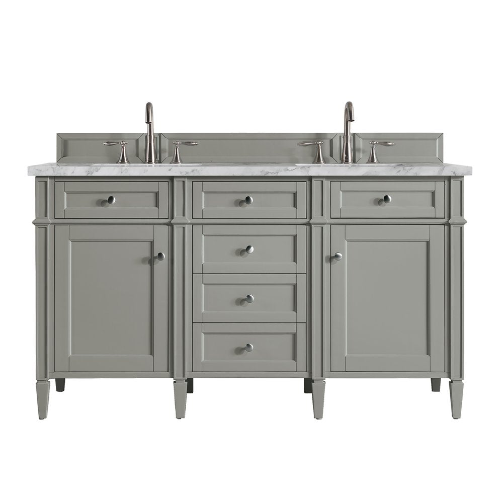 James Martin - Brittany 60" Double Vanity, Urban Gray w/ 3 CM Carrara Marble Top - 650-V60D-UGR-3CAR view 1