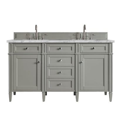 James Martin - Brittany 60" Double Vanity, Urban Gray w/ 3 CM Carrara Marble Top - 650-V60D-UGR-3CAR view 1