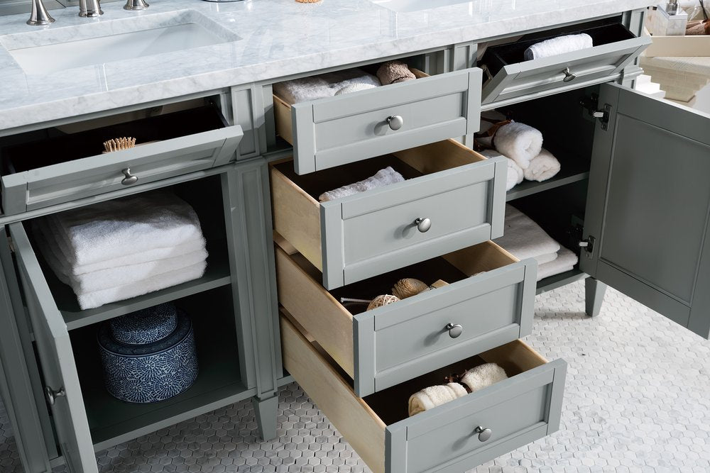 James Martin - Brittany 60" Double Vanity, Urban Gray w/ 3 CM Carrara Marble Top - 650-V60D-UGR-3CAR view 5