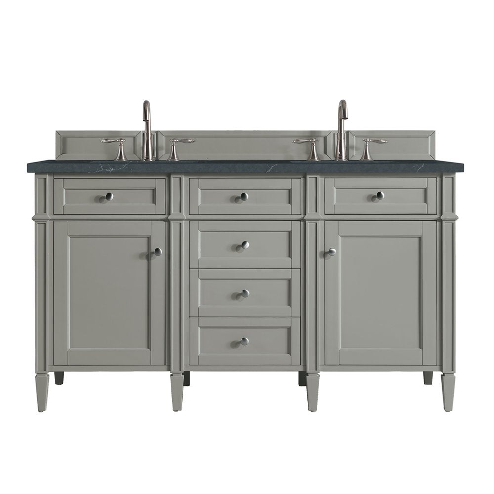 James Martin - Brittany 60" Double Vanity, Urban Gray w/ 3 CM Charcoal Soapstone Silestone Top - 650-V60D-UGR-3CSP view 1