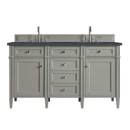 James Martin - Brittany 60" Double Vanity, Urban Gray w/ 3 CM Charcoal Soapstone Silestone Top - 650-V60D-UGR-3CSP view 1