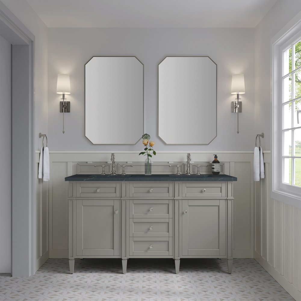 James Martin - Brittany 60" Double Vanity, Urban Gray w/ 3 CM Charcoal Soapstone Silestone Top - 650-V60D-UGR-3CSP view 3