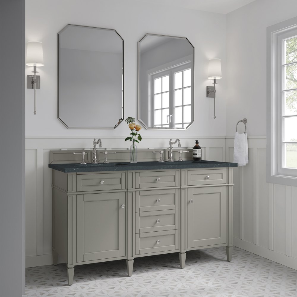 James Martin - Brittany 60" Double Vanity, Urban Gray w/ 3 CM Charcoal Soapstone Silestone Top - 650-V60D-UGR-3CSP view 4