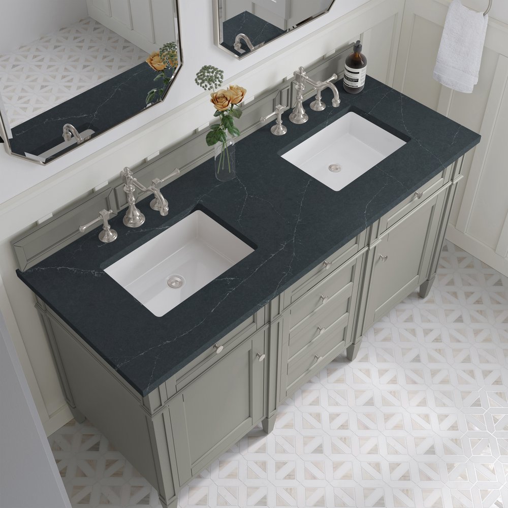 James Martin - Brittany 60" Double Vanity, Urban Gray w/ 3 CM Charcoal Soapstone Silestone Top - 650-V60D-UGR-3CSP view 7