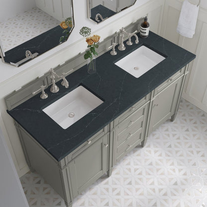 James Martin - Brittany 60" Double Vanity, Urban Gray w/ 3 CM Charcoal Soapstone Silestone Top - 650-V60D-UGR-3CSP view 7