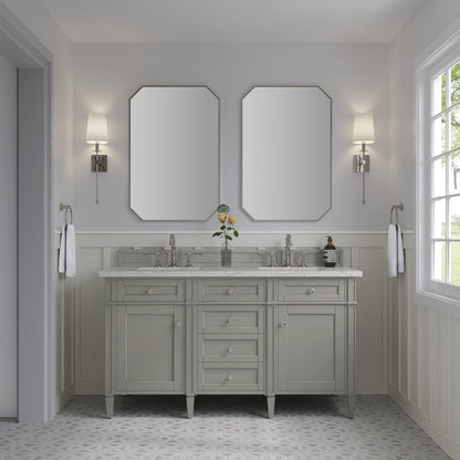 James Martin - Brittany 60" Double Vanity, Urban Gray w/ 3 CM Eternal Jasmine Pearl Silestone Top - 650-V60D-UGR-3EJP view 3