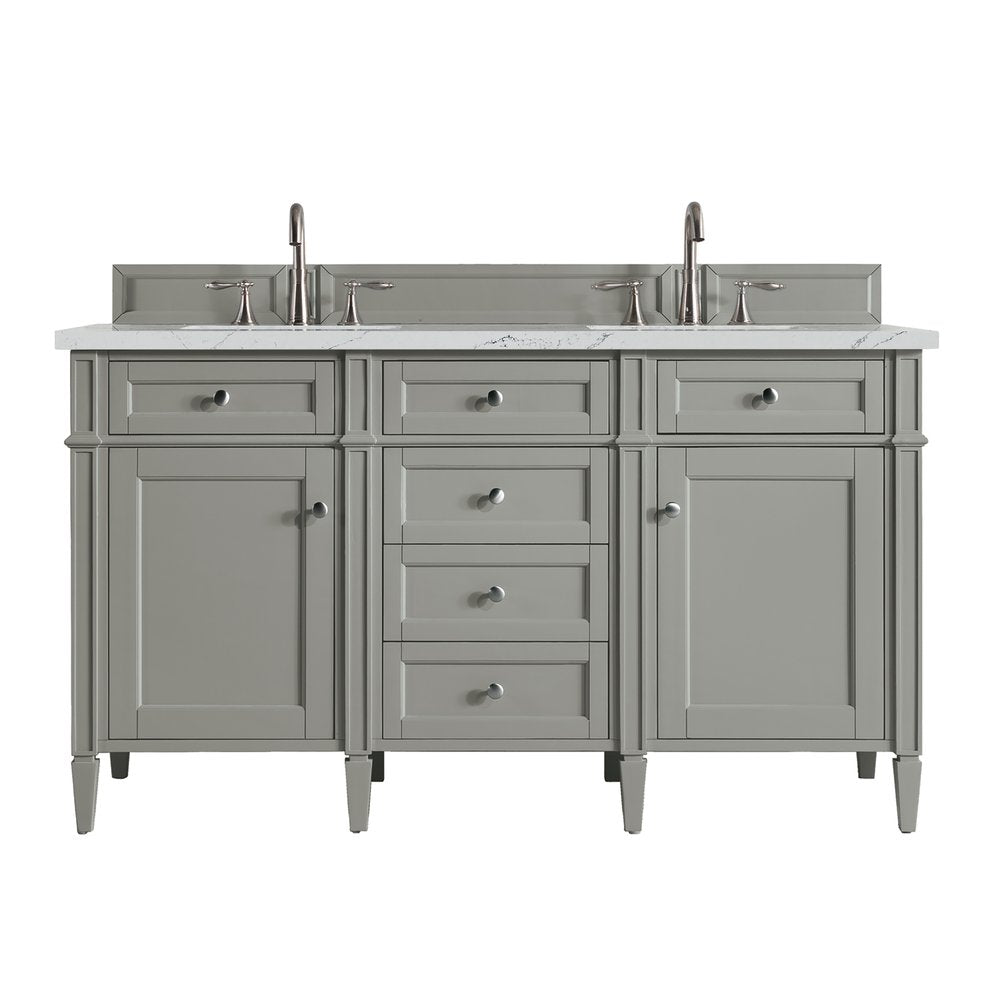 James Martin - Brittany 60" Double Vanity, Urban Gray w/ 3 CM Ethereal Noctis Silestone Top - 650-V60D-UGR-3ENC view 1