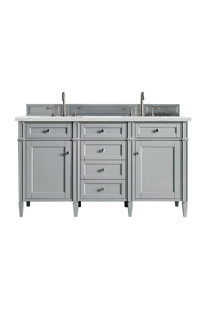 James Martin - Brittany 60" Double Vanity, Urban Gray w/ 3 CM Ethereal Noctis Silestone Top w/FreePower Wireless Charger - 650-V60D-UGR-FENC view 1