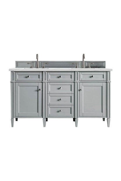 James Martin - Brittany 60" Double Vanity, Urban Gray w/ 3 CM Ethereal Noctis Silestone Top w/FreePower Wireless Charger - 650-V60D-UGR-FENC view 1