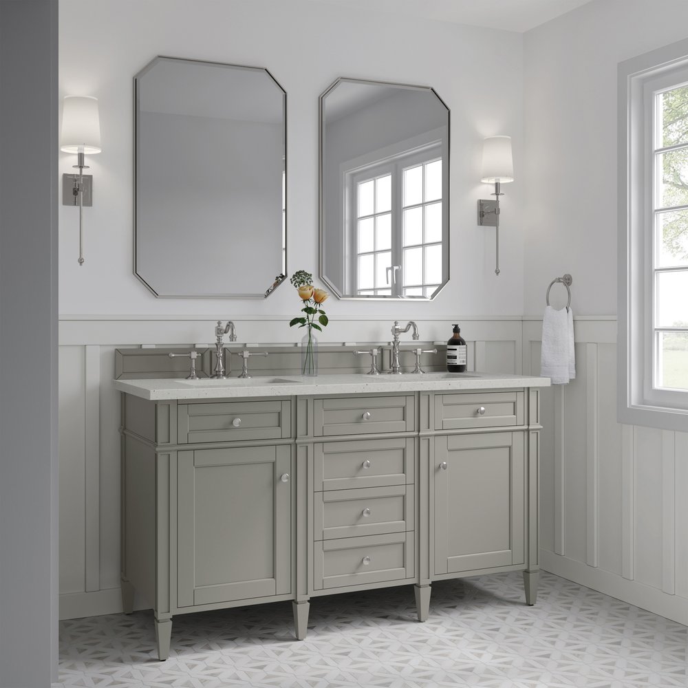 James Martin - Brittany 60" Double Vanity, Urban Gray w/ 3 CM Lime Delight Silestone Top - 650-V60D-UGR-3LDL view 4