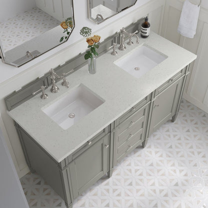 James Martin - Brittany 60" Double Vanity, Urban Gray w/ 3 CM Lime Delight Silestone Top - 650-V60D-UGR-3LDL view 7
