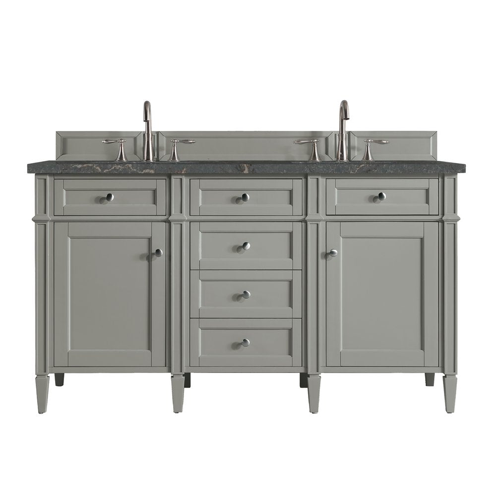 James Martin - Brittany 60" Double Vanity, Urban Gray w/ 3 CM Parisien Bleu Silestone Top - 650-V60D-UGR-3PBL view 1