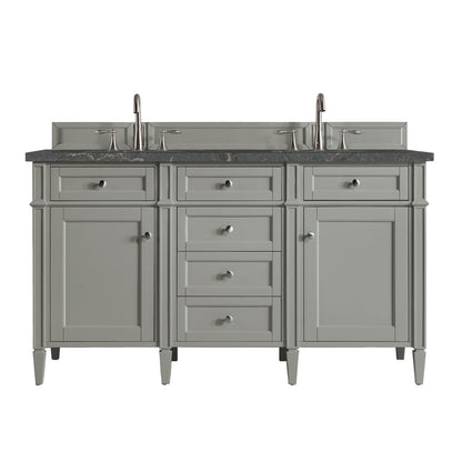 James Martin - Brittany 60" Double Vanity, Urban Gray w/ 3 CM Parisien Bleu Silestone Top - 650-V60D-UGR-3PBL view 1