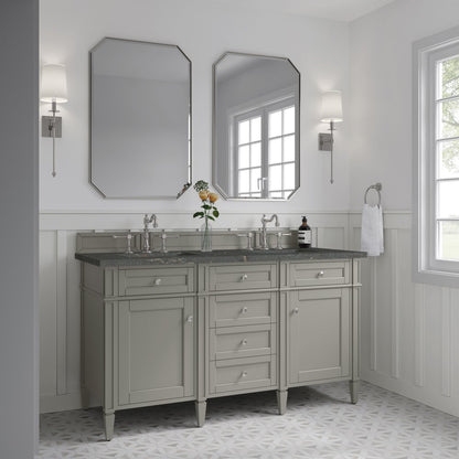 James Martin - Brittany 60" Double Vanity, Urban Gray w/ 3 CM Parisien Bleu Silestone Top - 650-V60D-UGR-3PBL view 4