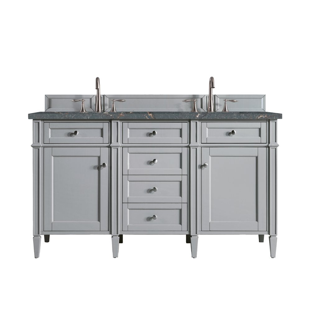 James Martin - Brittany 60" Double Vanity, Urban Gray w/ 3 CM Parisien Bleu Silestone Top w/FreePower Wireless Charger - 650-V60D-UGR-FPBL view 1