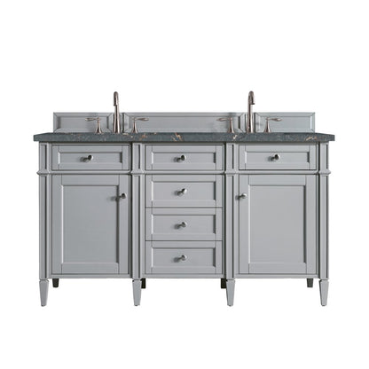 James Martin - Brittany 60" Double Vanity, Urban Gray w/ 3 CM Parisien Bleu Silestone Top w/FreePower Wireless Charger - 650-V60D-UGR-FPBL view 1