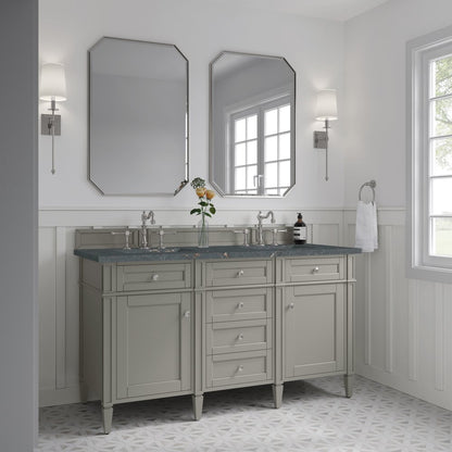 James Martin - Brittany 60" Double Vanity, Urban Gray w/ 3 CM Parisien Bleu Silestone Top w/FreePower Wireless Charger - 650-V60D-UGR-FPBL view 5