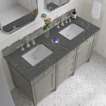 James Martin - Brittany 60" Double Vanity, Urban Gray w/ 3 CM Parisien Bleu Silestone Top w/FreePower Wireless Charger - 650-V60D-UGR-FPBL view 8