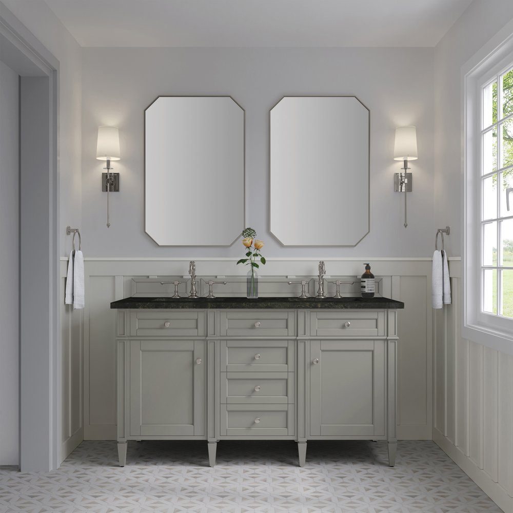 James Martin - Brittany 60" Double Vanity, Urban Gray, w/ 3 CM Phantome Eclos Top - 650-V60D-UGR-3PHT view 3