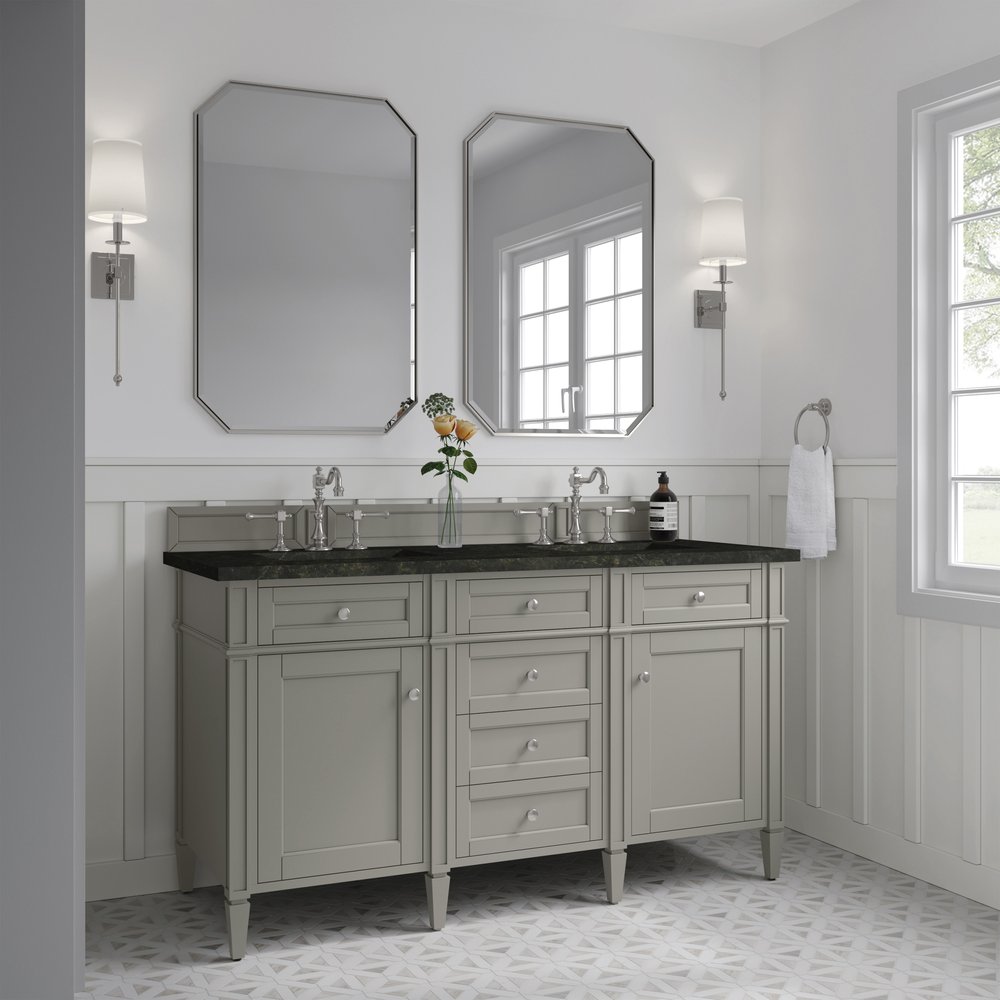 James Martin - Brittany 60" Double Vanity, Urban Gray, w/ 3 CM Phantome Eclos Top - 650-V60D-UGR-3PHT view 4