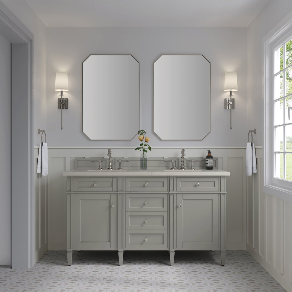 James Martin - Brittany 60" Double Vanity, Urban Gray, w/ 3 CM Siberian Silestone Top - 650-V60D-UGR-3SFR view 3