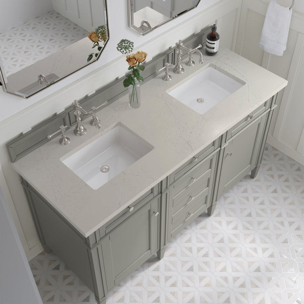 James Martin - Brittany 60" Double Vanity, Urban Gray, w/ 3 CM Siberian Silestone Top - 650-V60D-UGR-3SFR view 6