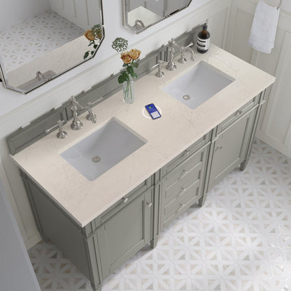 James Martin - Brittany 60" Double Vanity, Urban Gray, w/ 3 CM Siberian Silestone Top w/FreePower Wireless Charger - 650-V60D-UGR-FSFR view 6