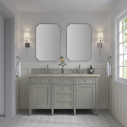 James Martin - Brittany 60" Double Vanity, Urban Gray, w/ 3 CM Tajnar Eclos Top - 650-V60D-UGR-3TJR view 3