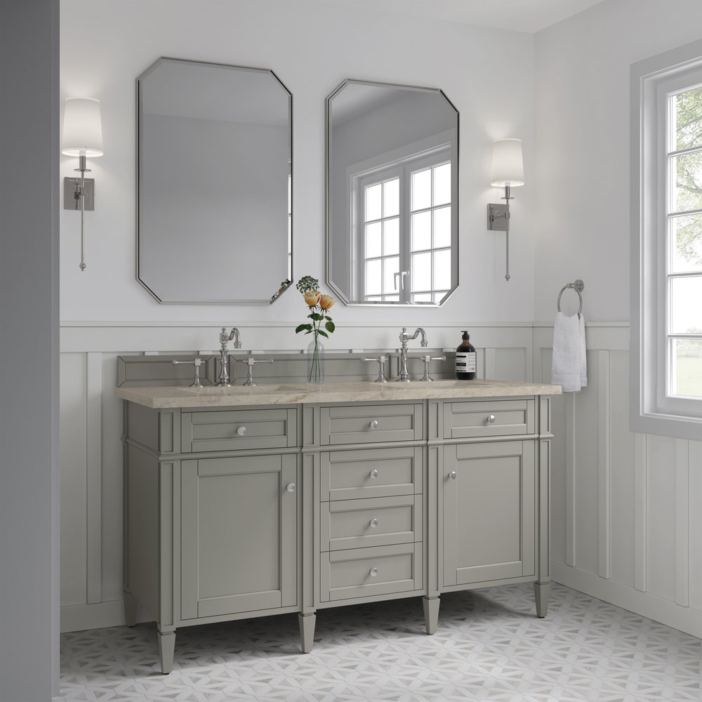 James Martin - Brittany 60" Double Vanity, Urban Gray, w/ 3 CM Tajnar Eclos Top - 650-V60D-UGR-3TJR view 4