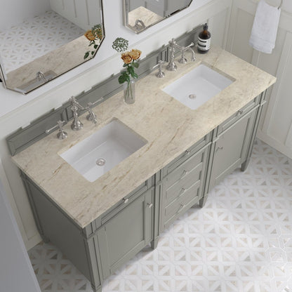 James Martin - Brittany 60" Double Vanity, Urban Gray, w/ 3 CM Tajnar Eclos Top - 650-V60D-UGR-3TJR view 6