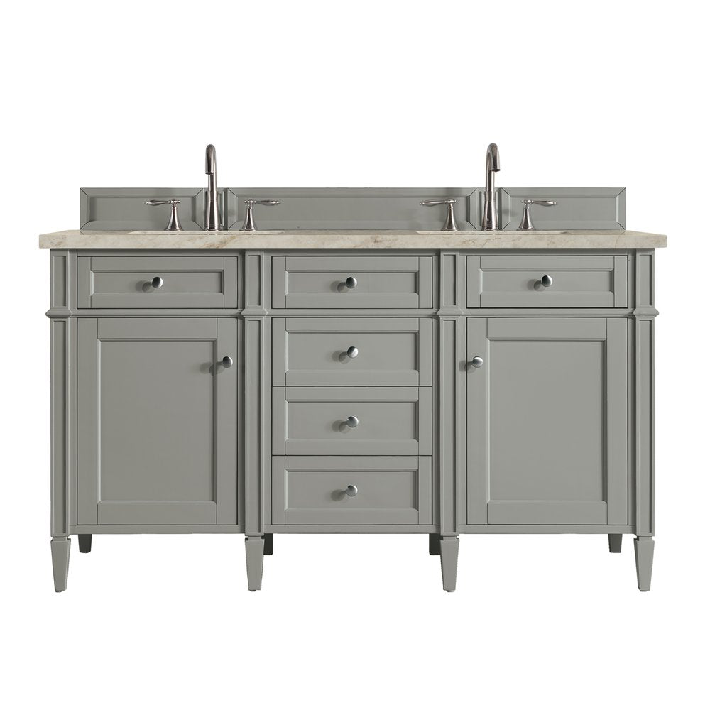 James Martin - Brittany 60" Double Vanity, Urban Gray, w/ 3 CM Tajnar Eclos Top w/FreePower Wireless Charger - 650-V60D-UGR-FTJR view 1