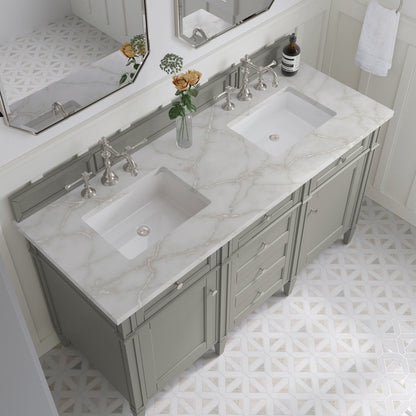 James Martin - Brittany 60" Double Vanity, Urban Gray w/ 3 CM Victorian Silver Silestone Top - 650-V60D-UGR-3VSL view 7