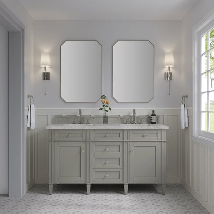 James Martin - Brittany 60" Double Vanity, Urban Gray w/ 3 CM Victorian Silver Silestone Top w/FreePower Wireless Charger - 650-V60D-UGR-FVSL view 4
