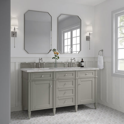 James Martin - Brittany 60" Double Vanity, Urban Gray w/ 3 CM Victorian Silver Silestone Top w/FreePower Wireless Charger - 650-V60D-UGR-FVSL view 5